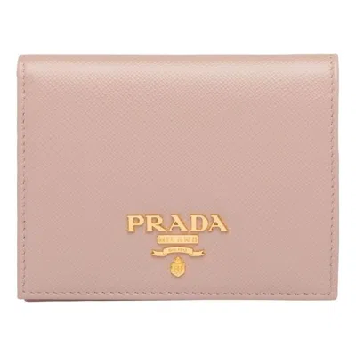 Prada Saffiano Foldover Wallet In Pink