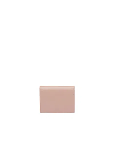 Prada Saffiano Foldover Wallet In Pink