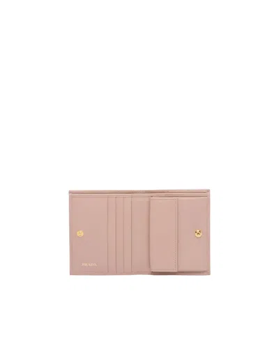 Prada Saffiano Foldover Wallet In Pink