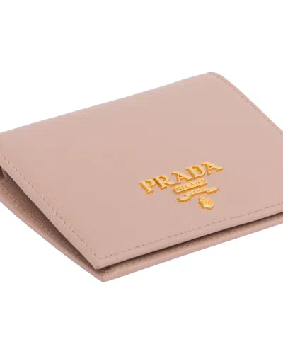 Prada Saffiano Foldover Wallet In Pink