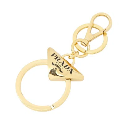 Prada Fw24 Logo Keyring 'gold' In Pattern
