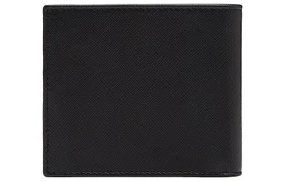 Prada Triangle Logo Bi-fold Wallet In Black