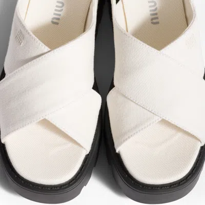 Miu Miu Platform Slingback Sandals In White