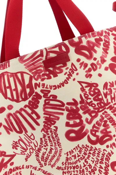 Dsquared2 Printed Canvas Shopping Bag In Multi