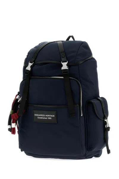 Dsquared2 Backpack Rope Detail Adjustable Straps Top Handle In Blue