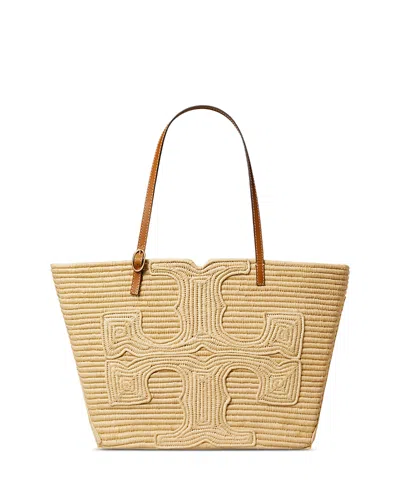 Tory Burch Ella Structured Straw Large Tote Bag Natural In Nude