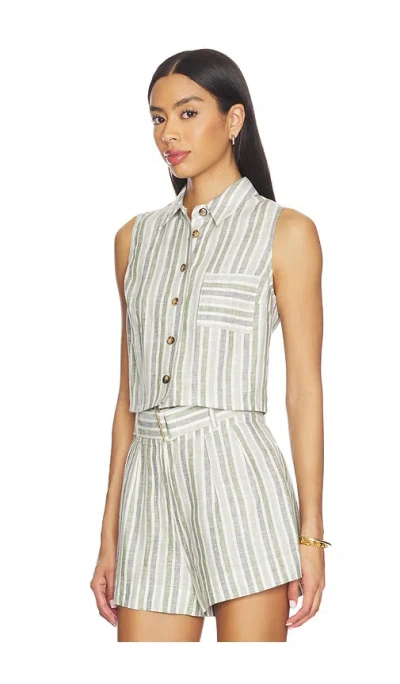 Hevron Katja Stripe-pattern Cropped Shirt In Gray