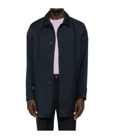 Herno 3 Layers Wool Storm Fabric Raincoat In Black