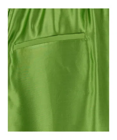 Khaite Palazzo Trousers In Viscose With Drawstring In Green