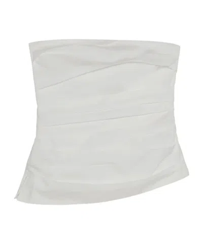 Simkhai Emerson Ruched Bustier Top In White