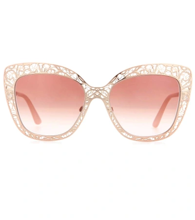 Dolce & Gabbana Oversized Metal Frame Cat-eye Sunglasses In Gold
