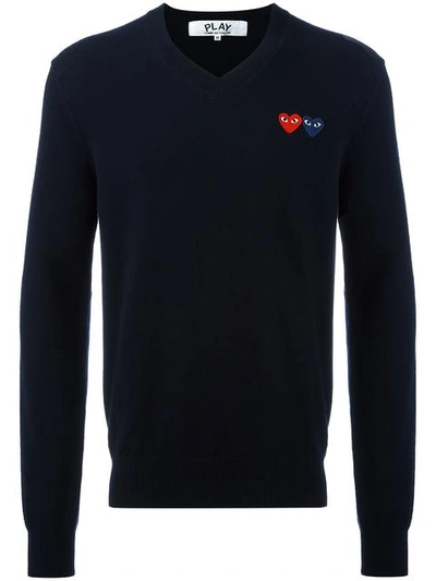 Comme Des Garçons Play Pullover Mit V-ausschnitt - Blau In Blue