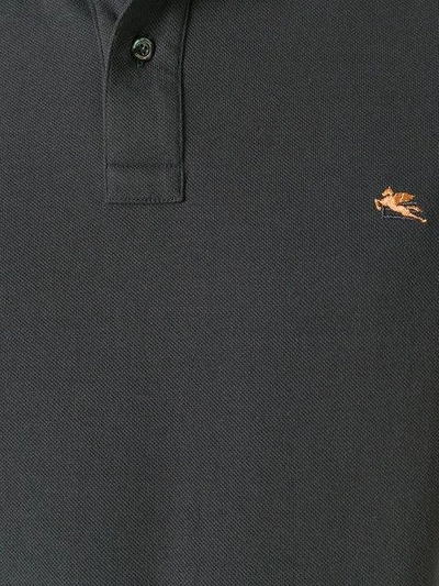 Shop Etro Logo Patch Polo Shirt In Grey