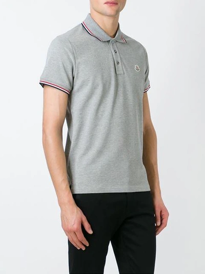 Shop Moncler Classic Polo Shirt In Grey