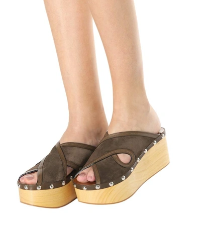 Shop Isabel Marant Zipla Suede And Wood Sandals