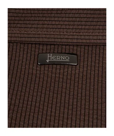 Herno Hemd Aus Seer-crease In Brown