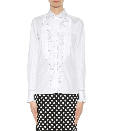 Shop Dolce & Gabbana Ruffled Cotton Shirt In White