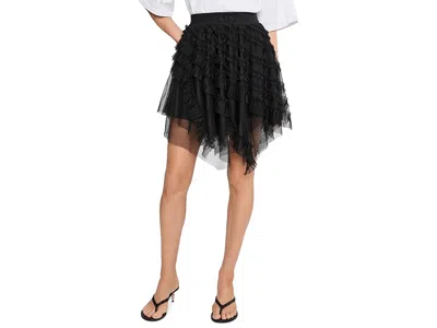 Allsaints Womens Jayde Branded-waist Tulle Woven Mini Skirt Black In Black