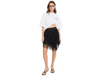 Allsaints Womens Jayde Branded-waist Tulle Woven Mini Skirt Black In Black