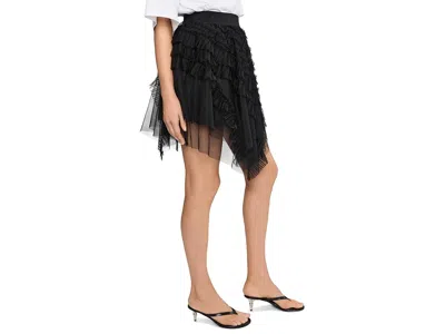 Allsaints Womens Jayde Branded-waist Tulle Woven Mini Skirt Black In Black