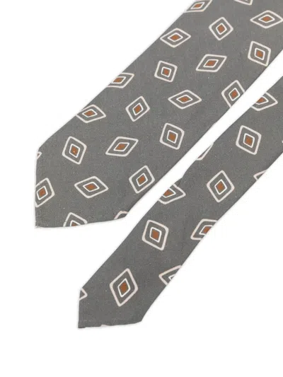 Lardini Geometric-pattern Tie In Gray