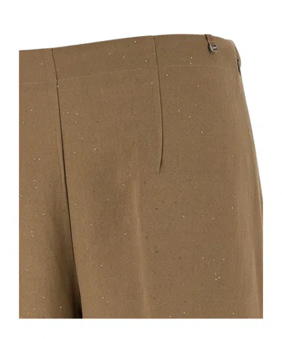 Herno Sequin Embellished Wide Leg Trousers In Brown