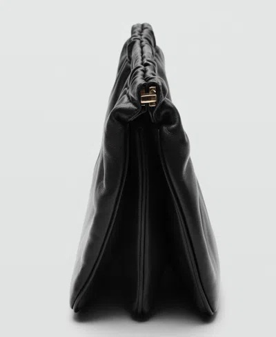 Mango Leather Clutch In Black