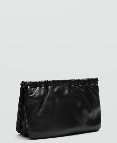 Mango Leather Clutch In Black