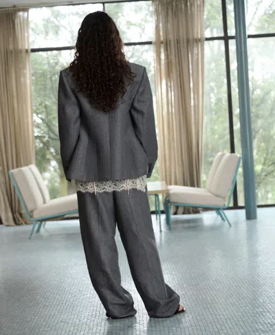 Mango Double Breasted Suit Jacket In Gray