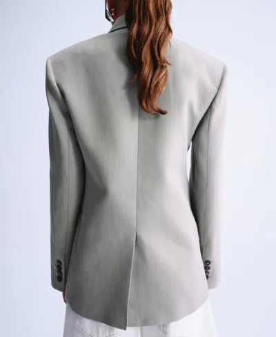 Mango Double-breasted Blazer With Button Closure In Gray