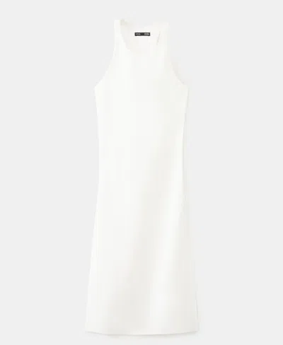 Mango Open Back Satin Top In White