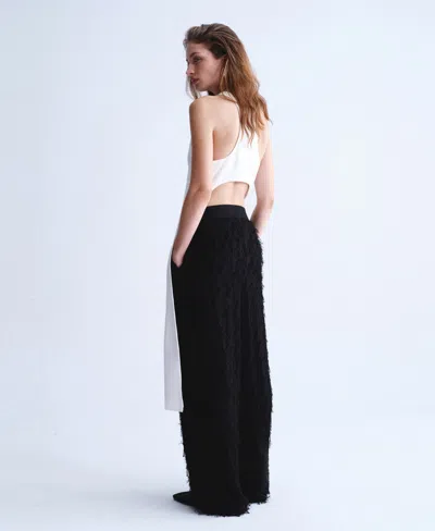 Mango Open Back Satin Top In White