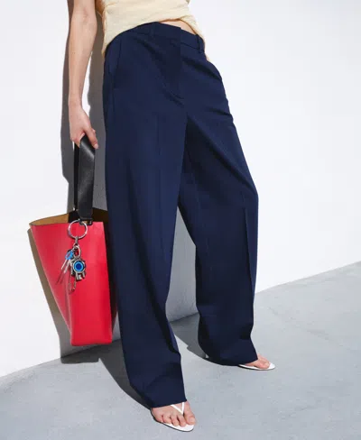Mango Straight Low-rise Suit Pants In Blue