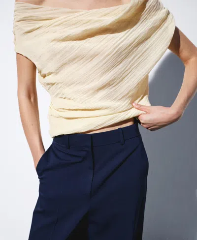 Mango Straight Low-rise Suit Pants In Blue