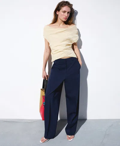 Mango Straight Low-rise Suit Pants In Blue