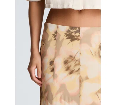Kenneth Cole Mesh Pull On Godet Fit And Flare Maxi Skirt In Brown