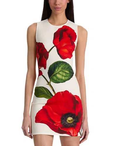 Alice And Olivia Wynell Fitted Mini Dress Summer Poppy In Black