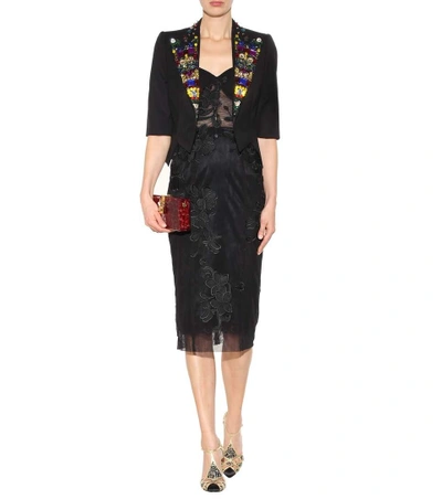 Shop Dolce & Gabbana Mesh Dress With Embroidered Appliqué In Llack