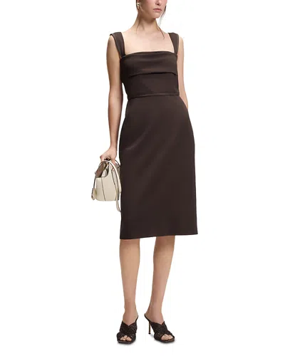 Hugo Boss Boss Layered Detail Slim Fit Jersey Dress In Brown