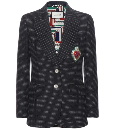 Shop Gucci Polka-dotted Wool, Mohair And Cotton Blazer In Iek