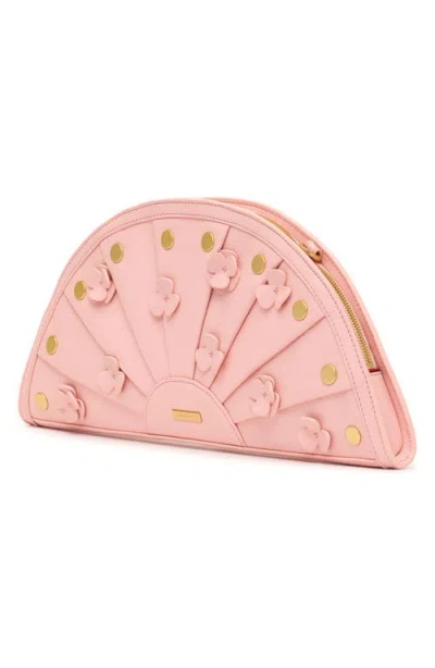 Hammitt Shelley Clutch Flamingo Flora Brushed Gold In Pink