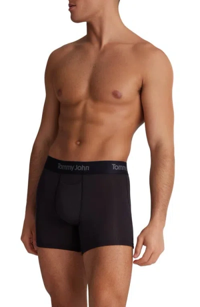 Tommy John Second Skin Luxe Rib 4-inch Boxer Briefs In Black