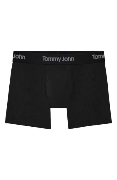 Tommy John Second Skin Luxe Rib 4-inch Boxer Briefs In Black