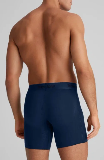 Tommy John Second Skin Luxe Rib 6-inch Boxer Briefs In Blue