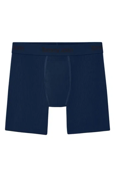 Tommy John Second Skin Luxe Rib 6-inch Boxer Briefs In Blue