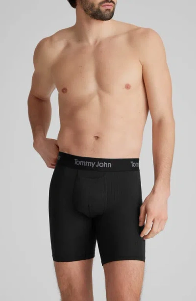 Tommy John Second Skin Luxe Rib 6-inch Boxer Briefs In Black