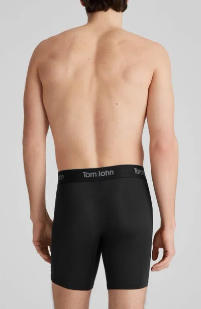 Tommy John Second Skin Luxe Rib 6-inch Boxer Briefs In Black