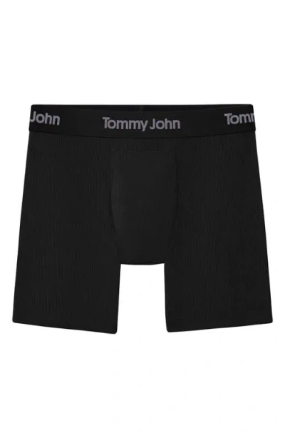 Tommy John Second Skin Luxe Rib 6-inch Boxer Briefs In Black