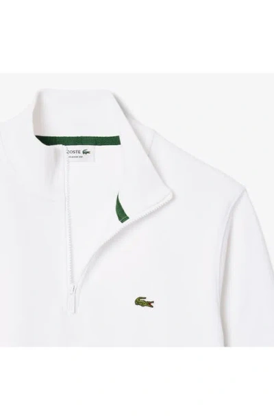 Lacoste Cotton Fleece Half Zip Pullover In White