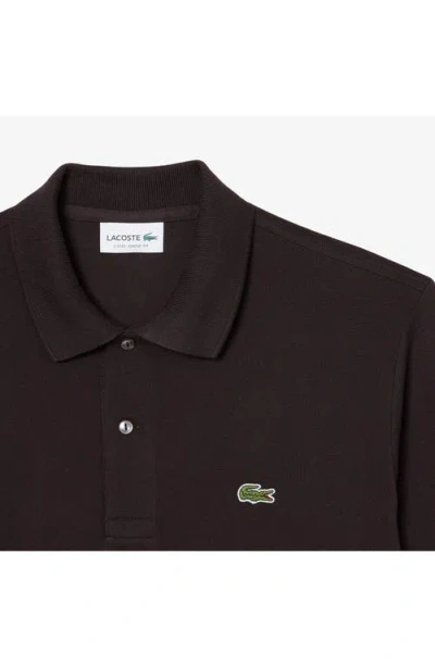 Lacoste Logo-detail Button Polo Shirt In Brown